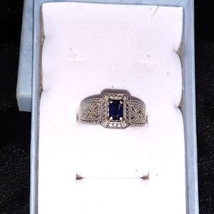 Vintage art deco 925 natural sapphire ring
